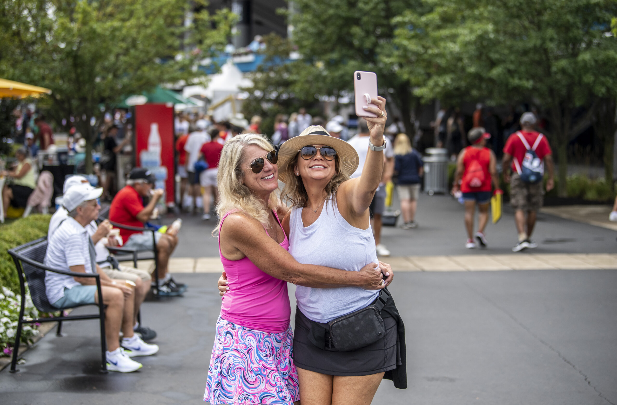 Two women taking a selfie on the grounds of the Western & Southern Open