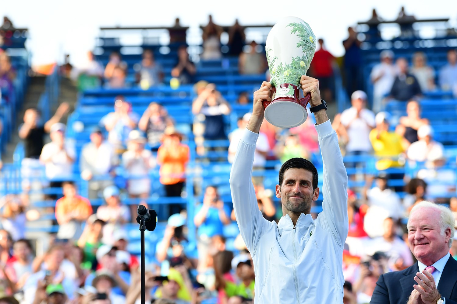 Djokovic holding the trophy