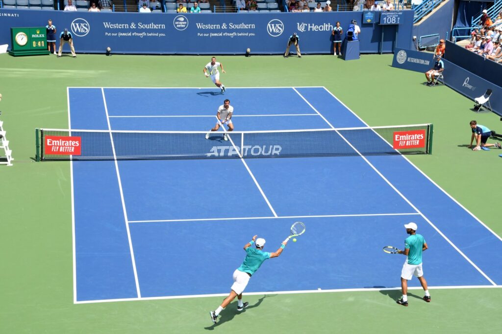 A shot from above of two ATP players